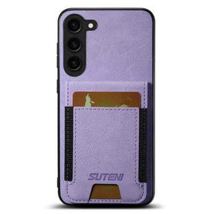 For Samsuny Galaxy S23+ 5G Suteni H03 Litchi Leather Card Bag Stand Back Phone Case(Purple)