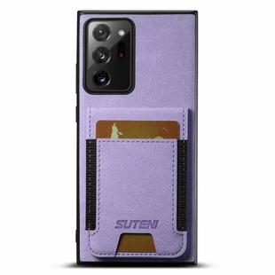 For Samsuny Galaxy Note20 5G Suteni H03 Litchi Leather Card Bag Stand Back Phone Case(Purple)