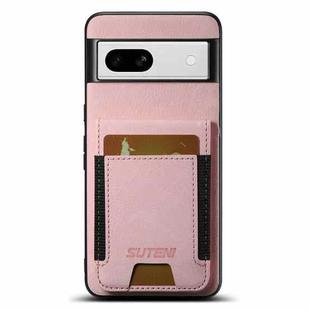 For Google Pixel 8a Suteni H03 Litchi Leather Card Bag Stand Back Phone Case(Pink)