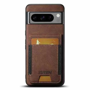 For Google Pixel 8 Pro Suteni H03 Litchi Leather Card Bag Stand Back Phone Case(Brown)