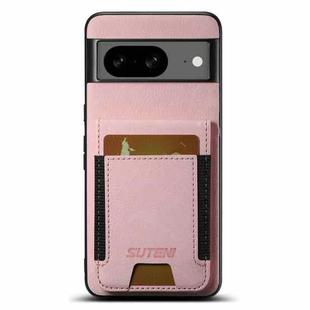For Google Pixel 8 Suteni H03 Litchi Leather Card Bag Stand Back Phone Case(Pink)