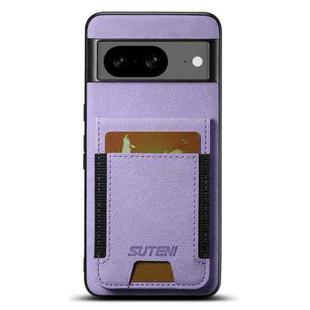 For Google Pixel 8 Suteni H03 Litchi Leather Card Bag Stand Back Phone Case(Purple)