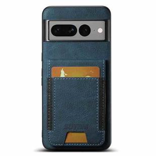 For Google Pixel 7 Pro Suteni H03 Litchi Leather Card Bag Stand Back Phone Case(Blue)