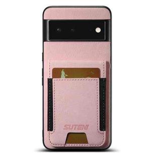 For Google Pixel 6 Suteni H03 Litchi Leather Card Bag Stand Back Phone Case(Pink)