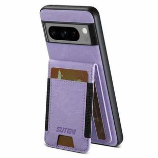 For Google Pixel 10 Pro Suteni H03 Litchi Leather Card Bag Stand Back Phone Case(Purple)