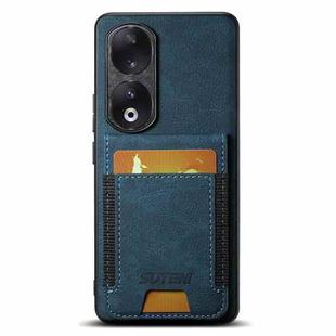 For Honor 90 Suteni H03 Litchi Leather Card Bag Stand Back Phone Case(Blue)