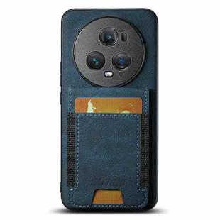 For Honor Magic5 Pro Suteni H03 Litchi Leather Card Bag Stand Back Phone Case(Blue)