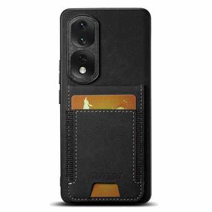 For Honor 80 Pro Suteni H03 Litchi Leather Card Bag Stand Back Phone Case(Black)