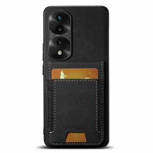 For Honor 70 Pro Suteni H03 Litchi Leather Card Bag Stand Back Phone Case(Black)