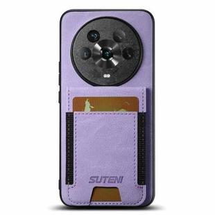 For Honor Magic4 Suteni H03 Litchi Leather Card Bag Stand Back Phone Case(Purple)