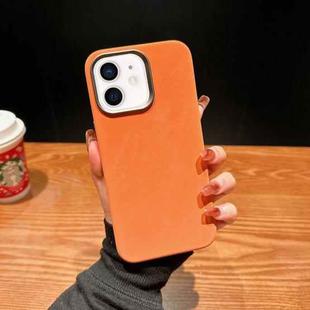 For iPhone 12 Vintage Denim Shockproof Magsafe Phone Case(Orange)