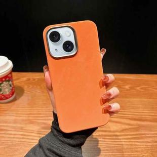 For iPhone 15 Vintage Denim Shockproof Magsafe Phone Case(Orange)