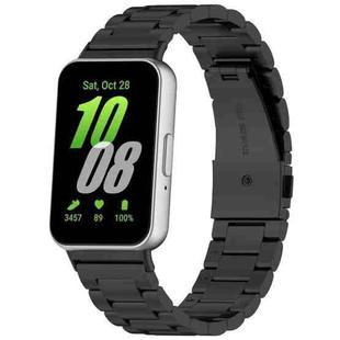 For Samsung Galaxy Fit 3 SM-R390 Three Bead Stainless Steel Metal Watch Band(Black)