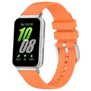 For Samsung Galaxy Fit 3 SM-R390 Metal Connector Liquid Glossy Silicone Watch Band(Orange)