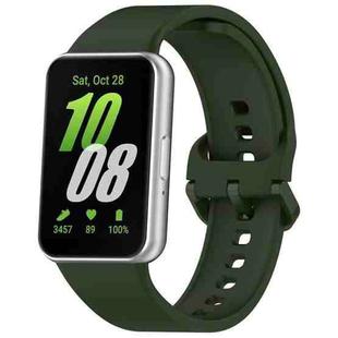 For Samsung Galaxy Fit 3 SM-R390 Solid Color Buckle Silicone Watch Band(Dark Green)