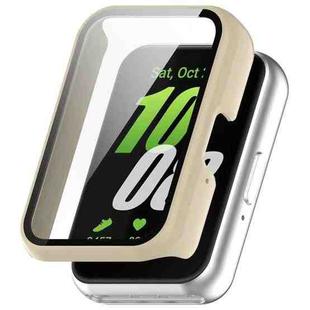 For Samsung Galaxy Fit 3 SM-R390 PC + Tempered Glass Film Integrated Watch Protective Case(Ivory White)