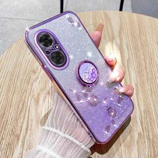 For Realme C67 4G Gradient Glitter Immortal Flower Ring All-inclusive Phone Case(Purple)