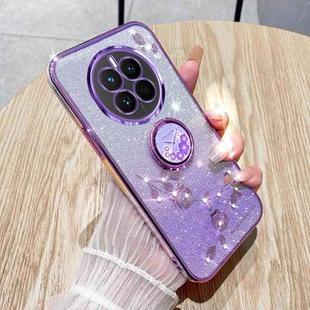 For Realme 12 Pro+ Gradient Glitter Immortal Flower Ring All-inclusive Phone Case(Purple)