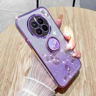 For Realme GT5 Pro Gradient Glitter Immortal Flower Ring All-inclusive Phone Case(Purple)