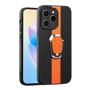 For Realme C63 Magnetic Litchi Leather Back Phone Case with Holder(Orange)