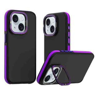 For iPhone 15 Dual-Color Shockproof TPU Phone Case(Purple)