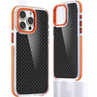 For iPhone 15 Pro Max Dual-Color Carbon Fiber Acrylic Hybrid TPU Phone Case(Orange)