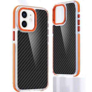 For iPhone 12 Dual-Color Carbon Fiber Acrylic Hybrid TPU Phone Case(Orange)