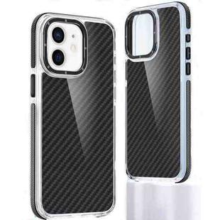 For iPhone 12 Dual-Color Carbon Fiber Acrylic Hybrid TPU Phone Case(Black)