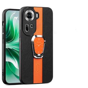 For OPPO Reno10 Global Magnetic Litchi Leather Back Phone Case with Holder(Orange)