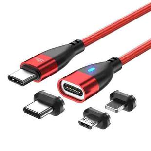 ENKAY 3 in 1 PD100W Type-C to Type-C / 8 Pin / Micro USB Magnetic Fast Charging Cable, Cable Length:1.8m(Red)