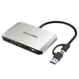WAVLINK WL-UG69DH2 Dual Monitor USB+Type-C to Dual 4K HD DisplayPort Adapter Splitter(Silver)
