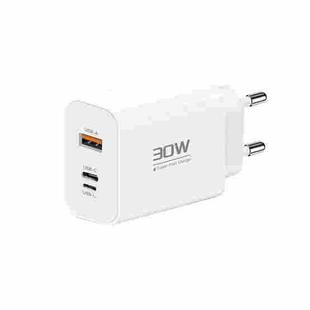 PD30W USB-C / Type-C + 8 Pin + USB-A Reverse Charger Suitable for iPhone Series(EU Plug)