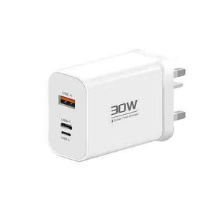 PD30W USB-C / Type-C + 8 Pin + USB-A Reverse Charger Suitable for iPhone Series(UK Plug)