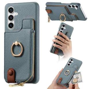 For Samsung Galaxy S23 FE 5G Litchi Leather Oil Edge Ring Zipper Wallet Back Phone Case(Blue)