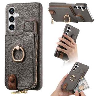 For Samsung Galaxy S23 FE 5G Litchi Leather Oil Edge Ring Zipper Wallet Back Phone Case(Grey)