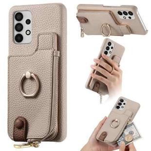 For Samsung Galaxy A52 Litchi Leather Oil Edge Ring Zipper Wallet Back Phone Case(White)