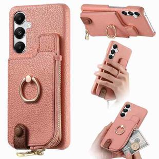 For Samsung Galaxy A35 Litchi Leather Oil Edge Ring Zipper Wallet Back Phone Case(Pink)