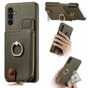 For Samsung Galaxy A34 Litchi Leather Oil Edge Ring Zipper Wallet Back Phone Case(Green)