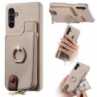 For Samsung Galaxy A24 Litchi Leather Oil Edge Ring Zipper Wallet Back Phone Case(White)