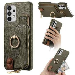 For Samsung Galaxy A23 Litchi Leather Oil Edge Ring Zipper Wallet Back Phone Case(Green)