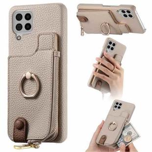 For Samsung Galaxy A22 4G Litchi Leather Oil Edge Ring Zipper Wallet Back Phone Case(White)