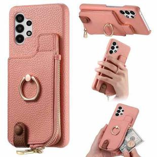 For Samsung Galaxy A13 4G Litchi Leather Oil Edge Ring Zipper Wallet Back Phone Case(Pink)