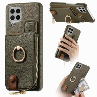 For Samsung Galaxy A12 5G Litchi Leather Oil Edge Ring Zipper Wallet Back Phone Case(Green)