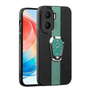 For Honor X40i Magnetic Litchi Leather Back Phone Case with Holder(Green)