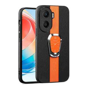 For Honor X40i Magnetic Litchi Leather Back Phone Case with Holder(Orange)
