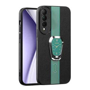 For Honor X20 SE Magnetic Litchi Leather Back Phone Case with Holder(Green)