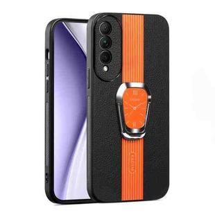 For Honor X20 SE Magnetic Litchi Leather Back Phone Case with Holder(Orange)