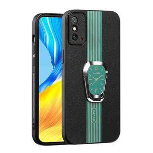 For Honor X10 Max Magnetic Litchi Leather Back Phone Case with Holder(Green)