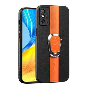 For Honor X30 Max Magnetic Litchi Leather Back Phone Case with Holder(Orange)