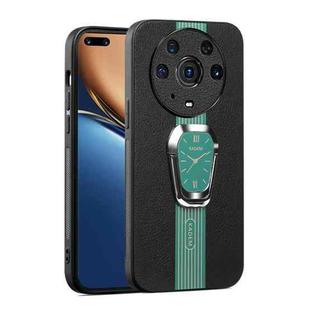 For Honor Magic3 Pro Magnetic Litchi Leather Back Phone Case with Holder(Green)